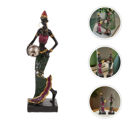 Resin African Figurines African Women Sculpture Creative Vintage Gift