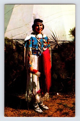 Postcard Native American Indian Maiden Young Woman 1960s Unposted Chrome