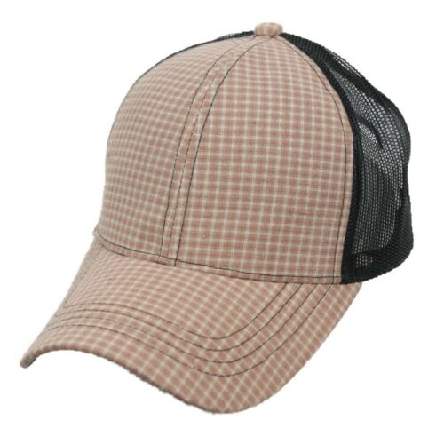Baseball Cap Mesh Trucker Snapback Fashion Casual Plaid Check Adjustable Hats - Picture 26 of 41