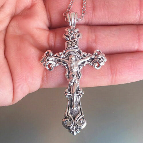 925 Sterling Silver 3D Christian Jesus Christ Cross Catholic