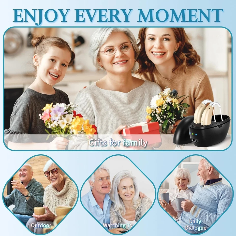 Aparatos Auditivos Para Sordos Audifonos Ancianos Oidos Amplificador Recargable Foto 4 de 4