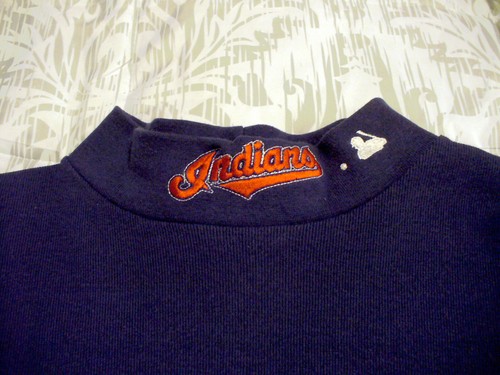 90'S CLEVELAND INDIANS MLB MAJESTIC DIAMOND COLLECTION MOCK TURTLE L/S SHIRT L - Picture 2 of 6