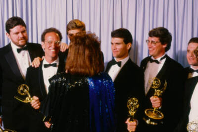 Gerard Mulligan Michele Lee writing staff of 'Late Night with - 1985 Old Photo 3