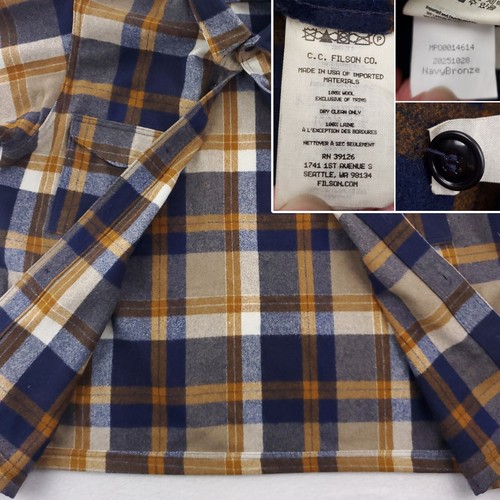 C.C. Filson Jac-Shirt Wool Flannel Overshirt Made USA Navy Bronze Men's XL - Picture 4 of 12