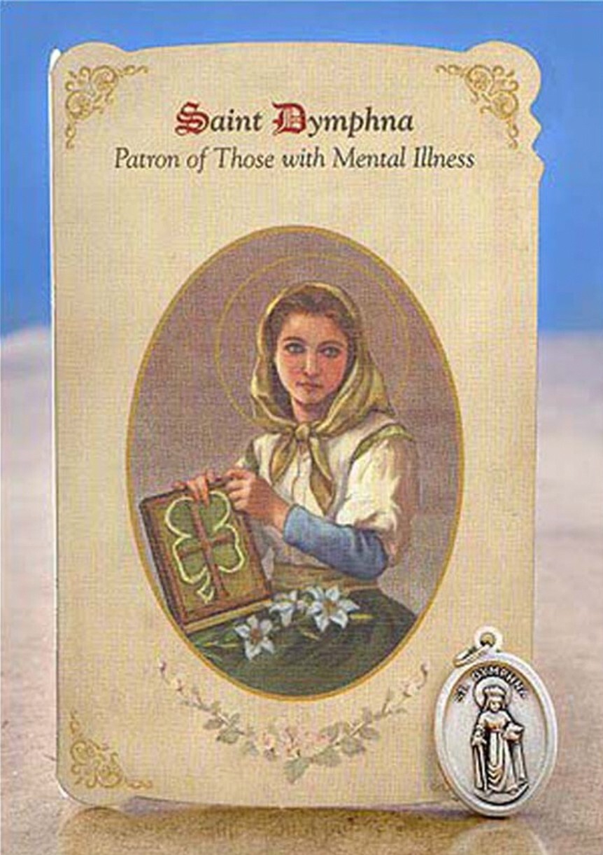 St Dymphna Patron of Mental Illness Prayer Card Medal, New #PCM-12 | eBay