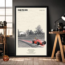 1954 Swiss Grand Prix Vintage Race Poster Ferrari Formula Racing Car Art Print