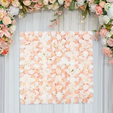 Square Artificial Flower Wall Panels - Durable Silk Roses & Dahlias Decor