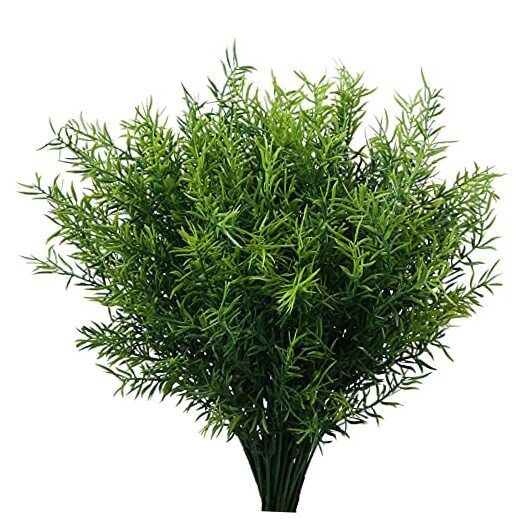 Artificial Plants Flowers Grass Shrubs 8 Pack No Fade Faux Plastic 4#green-image