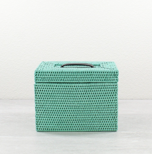 NUOVO Eco Handcraft Stretto Tessuto Rattan Cosmetico Trucco Box-Trendy Vanity Organizer - Foto 3 di 6