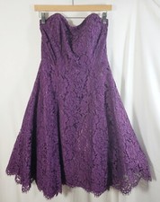 Lace dress, tube dress, knee length, purple, size S, cotton blend