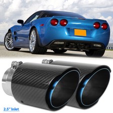 For Chevy Corvette C4 Carbon Pair Dual Exhaust Tip Double Wall 2.5id 3.5od