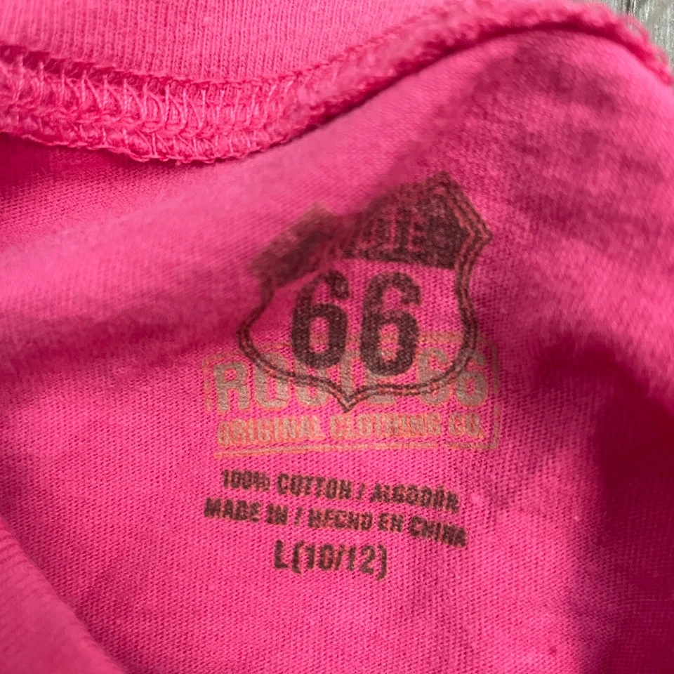Camiseta Route 66 Niñas Rosa Manga Corta Gráfico Talla L 10/12 Foto 3 de 4
