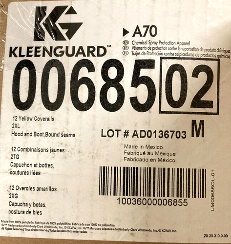 Caja de 12 monos protectores químicos KLEENGUARD A70 2XL con capucha y bota 00685 - Imagen 2 de 3