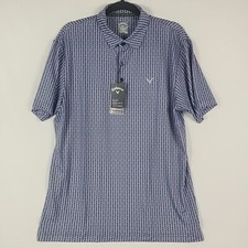 NEW Callaway Men's Opti-Dri Blue Golf Shirt Polo Sz M Cooling UPF 50 Geo NWT 75