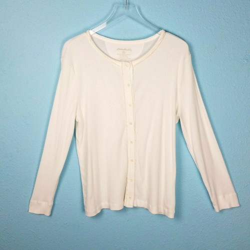 Eddie Bauer Women Cardigan White 2X 