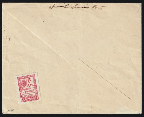 ESPAGNE / ESPAÑA Fiscal 15c x2 "ESPECIAL MOVIL" Ed.108 sur LSC censurée à ECIJA - Imagen 2 de 2