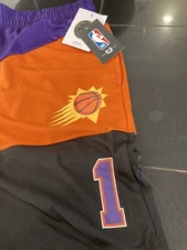 MENS Unk NBA PHOENIX SUNS #1 DEVIN BOOKER Shorts L Large ORANGE/PURPLE NWT