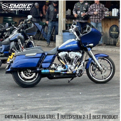 2 Into 1 Exhaust Fit Harley Davidson Touring Street  Glide 2007-2017 Full System