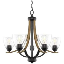 Kira Home Weston 24" Contemporary 5-Light Large Chandelier + Alabaster Glass Sha