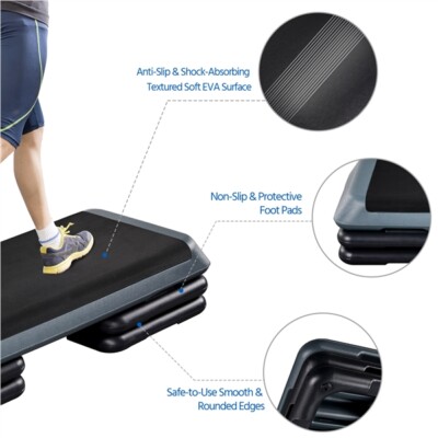 Stepper with Handle, Stepper for Aerobics and Fitness, LCD Display, Height Adjustable