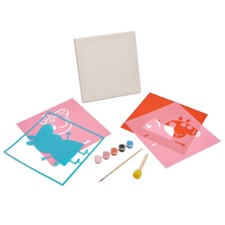 Kids Paint Your Own Peppa Pig Picture Stencil Canvas Set Includes Brush & Paint