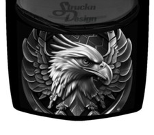 Metal Medallion Bald Eagle Grayscale USA Graphic Car Truck Vinyl Decal Hood Wrap