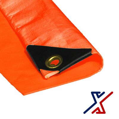 12 x 10 Orange Color 10 Mil Heavy Duty Tarp / Canopy by X1Tools/Tarps
