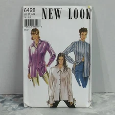 New Look 6428 top blouse french cuffs vintage UNCUT sewing Pattern size 6-16