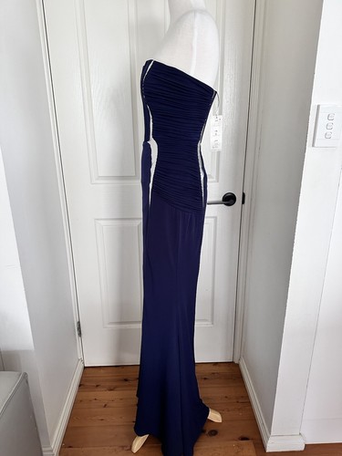 Rose Noir Navy/Silver Evening Gown - Size 8 - Brand NEW - Free Postage - Picture 3 of 8