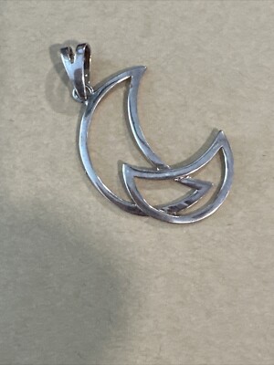 Sterling Silver Lust Amulet Crest Double Moon  925 Pendant Charm