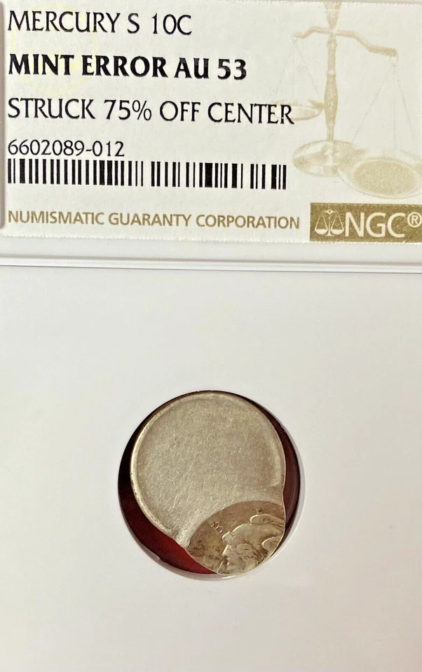 SF MERCURY DIME STRUCK 75% OFF CENTER NGC-53  MINT ERROR! - Image 3 of 3