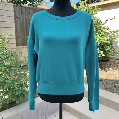 UGG TENLEY CREWNECK WOMENS SMALL FLOOD TEAL SOFT COTTON STRETCHY DOLMAN SLEEVES