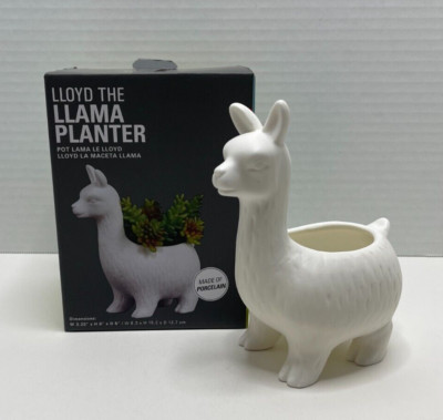 LLOYD THE LLAMA White Bisque Pottery Planter by Kikkerland-Damaged Box-NIB