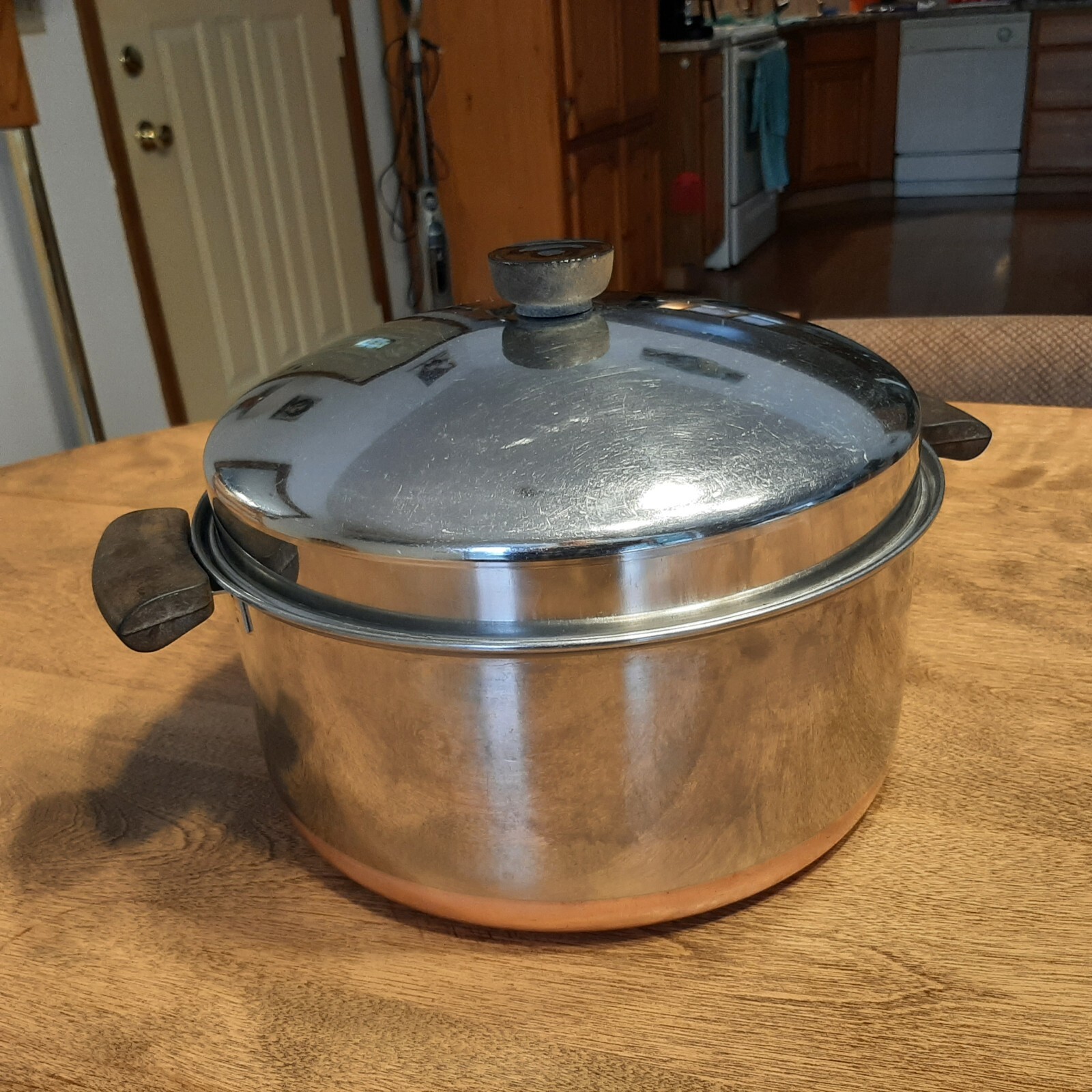 Revere Ware Copper Bottom 6 QT Quart Stock Pot Dutch Oven w/ Dome Lid