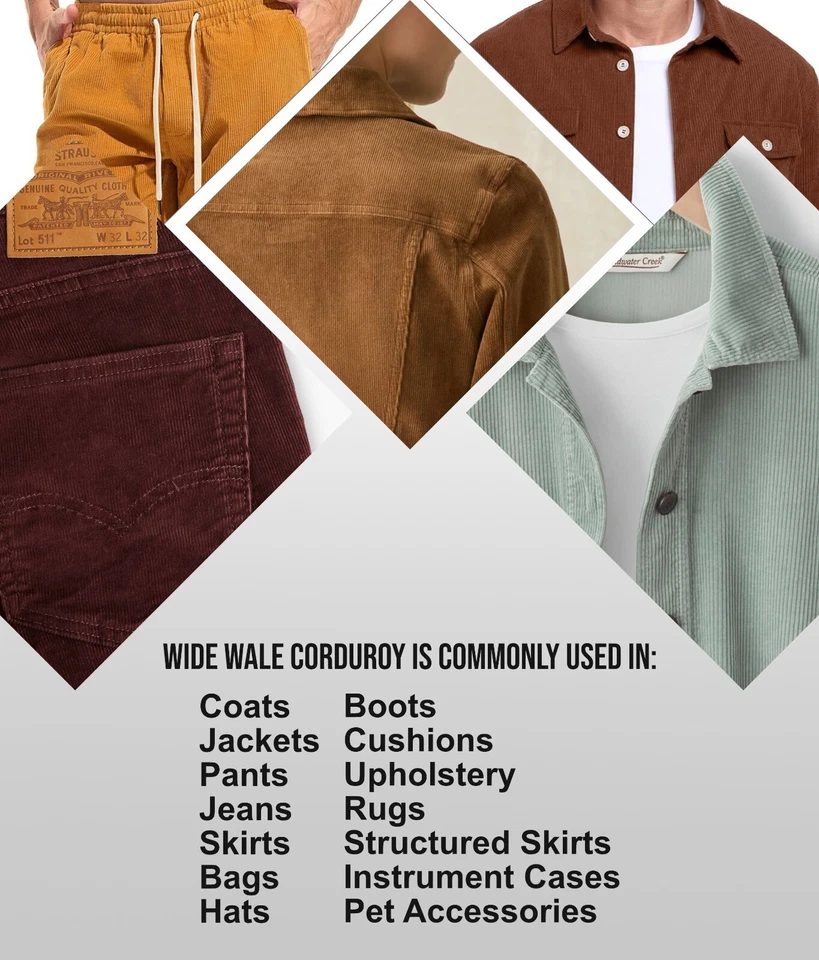 Tela de pana 14 Wale Apparel 280GSM sólida/patio continuo 58" con 100 % algodón Foto 4 de 4