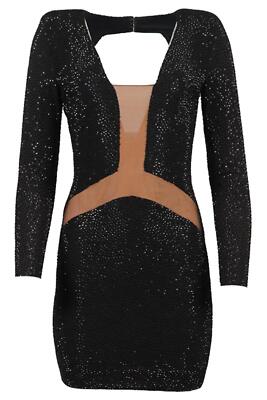RALPH & RUSSO HAUTE COUTURE MINIKLEID KRISTALL UND SEIDE XSMALL