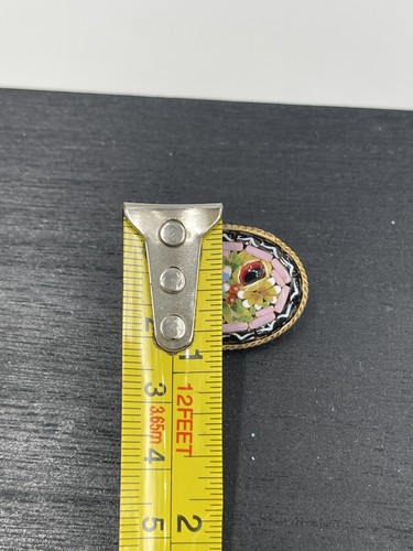 Vintage Brooch Mosaic Hand Made In Italy Floral Flowers Marked - Picture 7 of 7