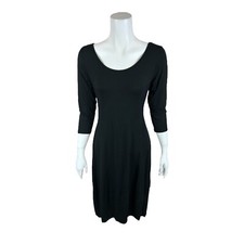 Truth + Style Women's Regular Printed Knit Bubble Hem Dress Black Small Size