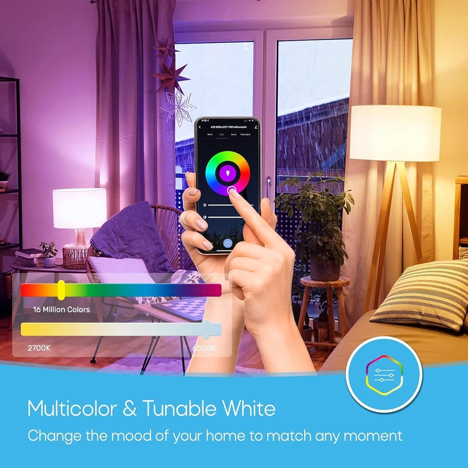 2 pc WiFi Smart Candle LED Light Bulbs E12 5W Dimmable RGB Color Changing Bulb - Image 3 of 4