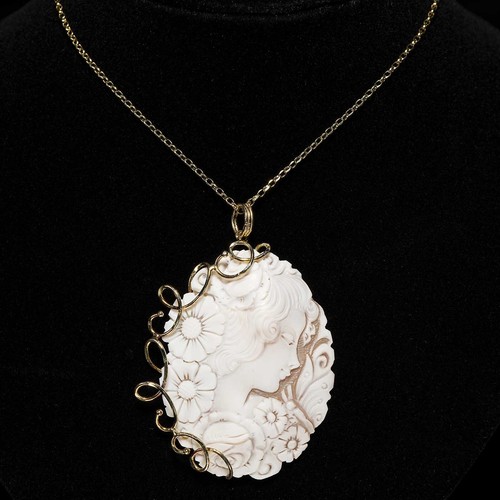 Jugendstil Anhänger Gemme mit Kette 925/-Sterling Silber vergoldet 45cm - Bild 5 von 5