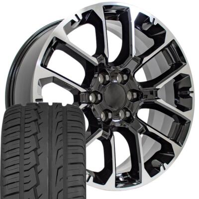 Black Machined RPO SRV 22 inch Rims & Tires Fit Cadillac GMC Chevy | eBay