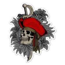 Pirate Skull Sword, Vinyl Decal Sticker, Indoor Outdoor, 3 Sizes, 9152
