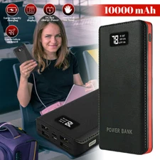 10000mAh Charging Power Bank 4 USB Portable Fast Charging External Battery LCD