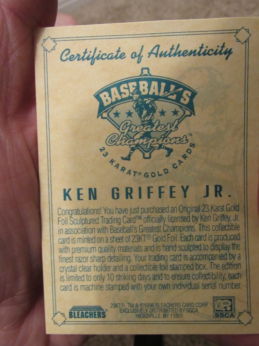 【送料込】ケン・グリフィーJr.選手の23ktゴールドカード！バット＆サイン Amazon.com: Ken Griffey JR 1997 Fleer Gold Card Sculpted