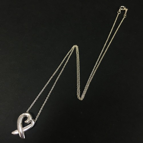 TIFFANY&CO. Silver 925 Paloma Picasso Loving Heart Pendant Necklace/7BE1029
