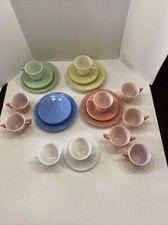 Childrens Hazel Atlas Moderntone 1950s Little Hostess 31 Pc Glass Tea Set