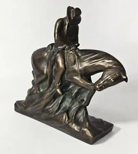 D.S. Bardos Cowboy Sculpture Bronze Clad  "Against the Wind" damage