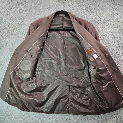 NEW Perry Ellis 40S Suit Blazer Jacket Men Classic Fit Poly Textured Brown - Picture 8 of 17