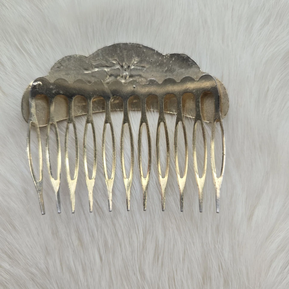 Peine de pelo floral esmaltado cloisonné metal dorado vintage años 80 Foto 3 de 4