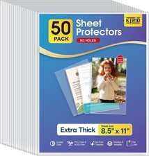 No Holes Sheet Protectors 8.5 x 11 Inch Heavy Duty Clear Page Protectors Plastic